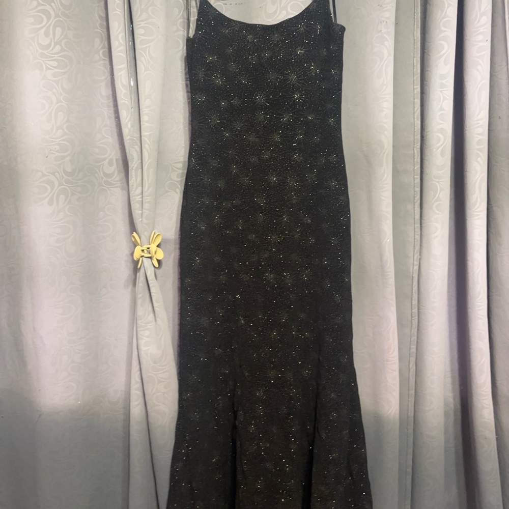Betsy & Adam Black and Gold Maxi Dress